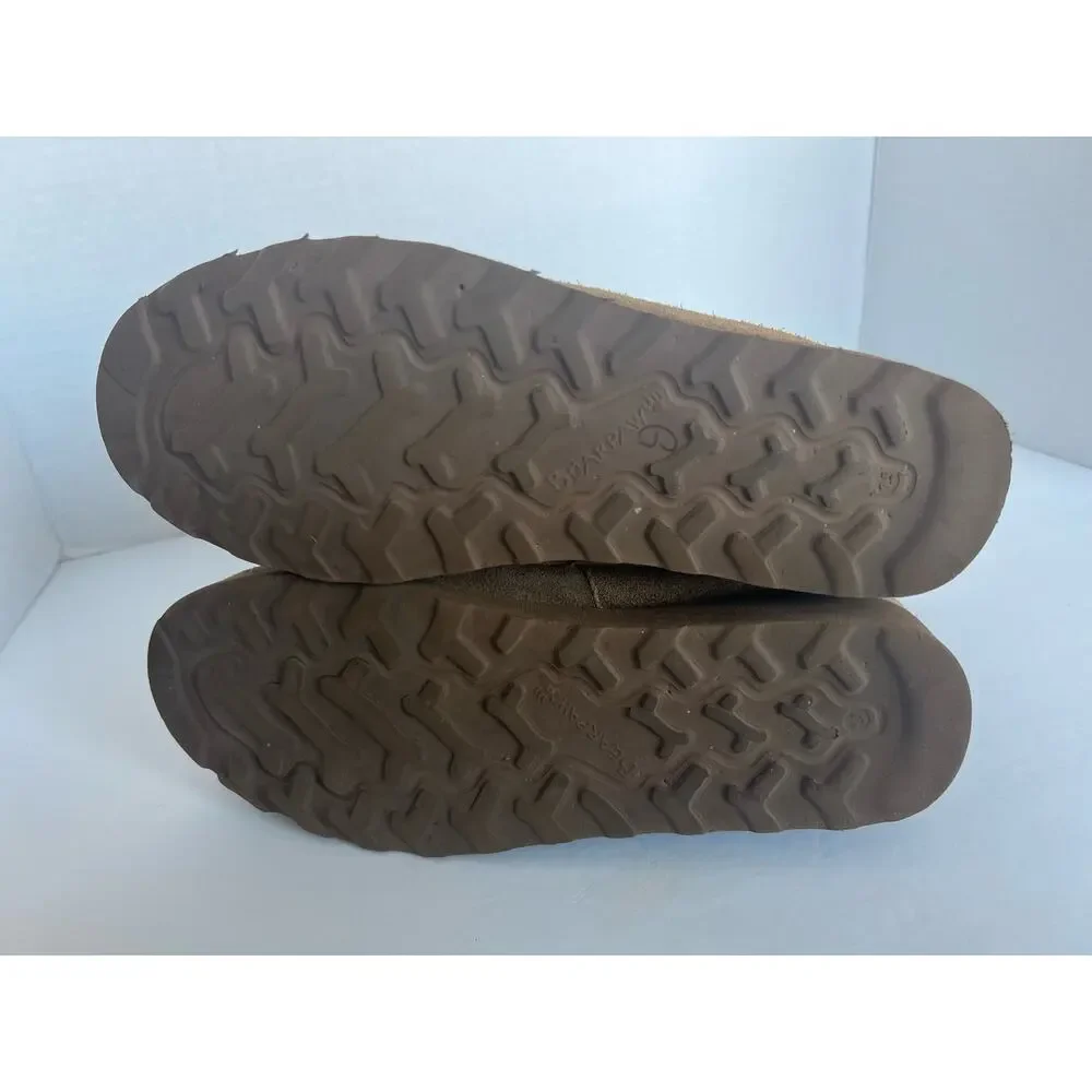 Bearpaw Krista Hickory Distressed‎ Brown Suede Leather Sheepskin Footbed Sz 9.5